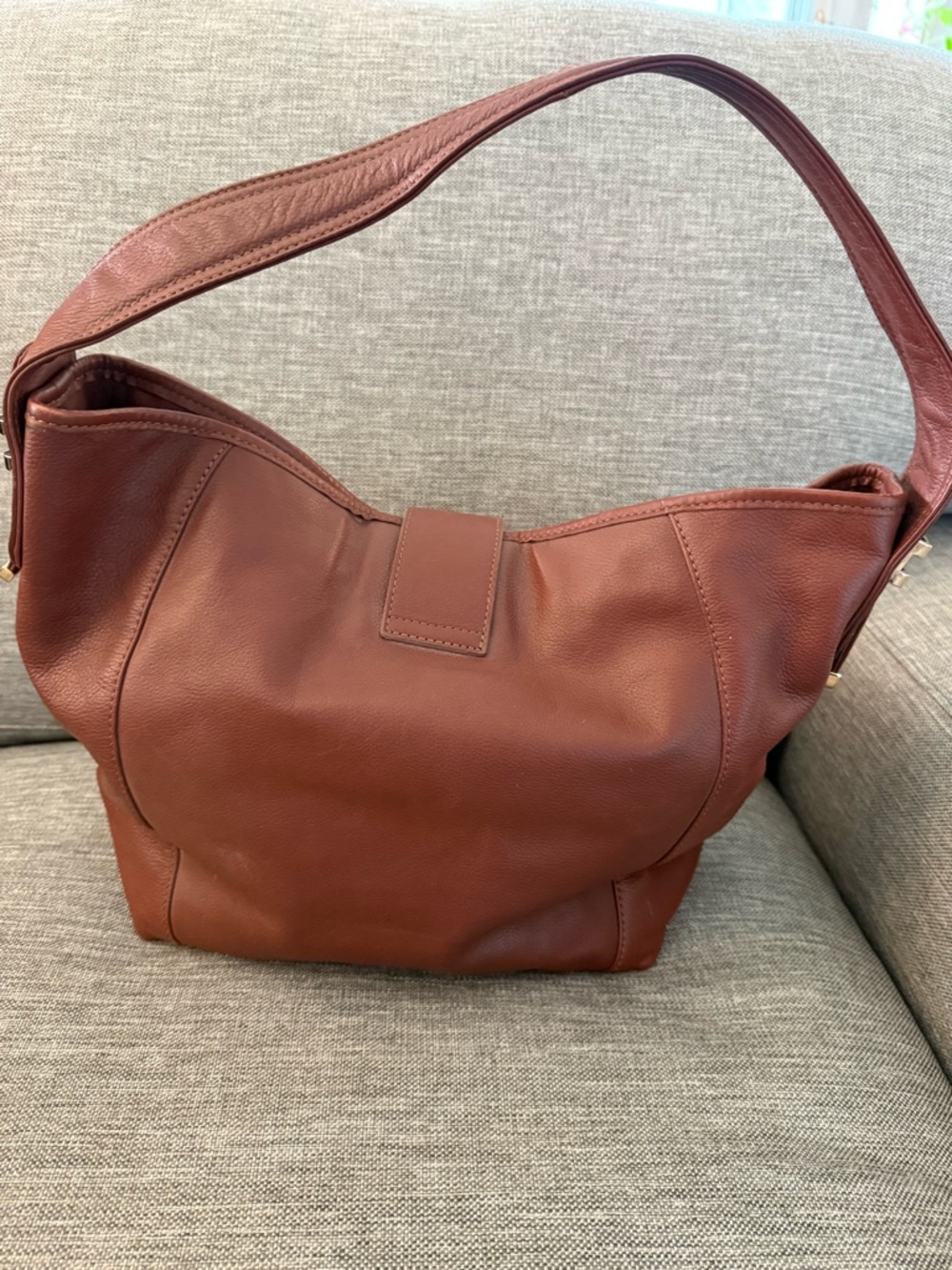 Liz Claiborne Chestnut Brown Leather Shoulder Bag - Picture 2 of 4